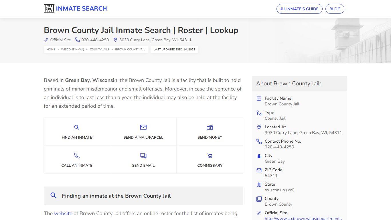 Brown County Jail Inmate Search | Roster | Lookup